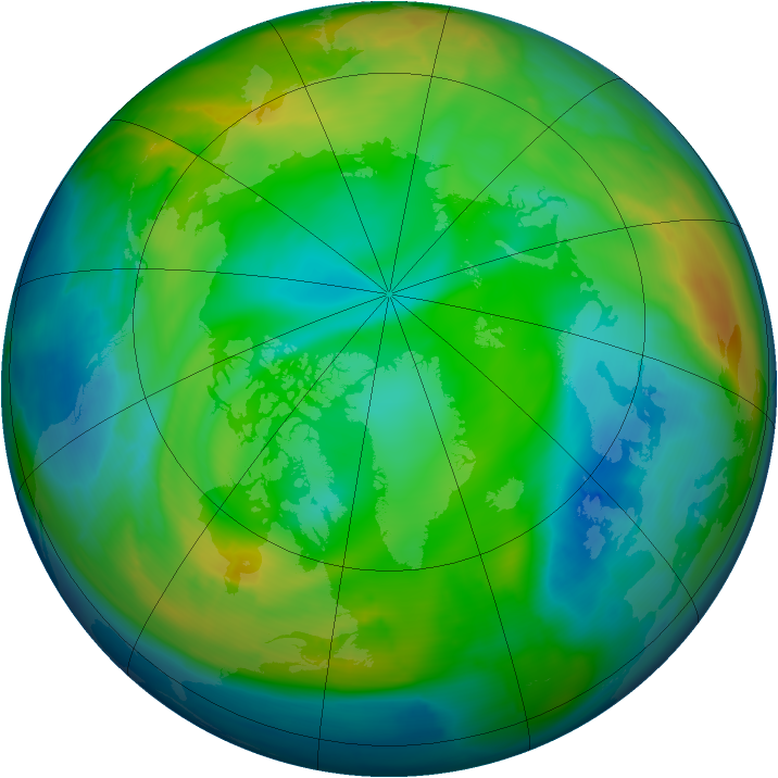 Arctic ozone map for 11 December 2013